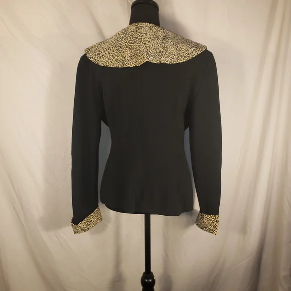 Vintage D. J. Summers Black and Gold Animal Print Women's Jacket - 12 - Picture 2 of 8